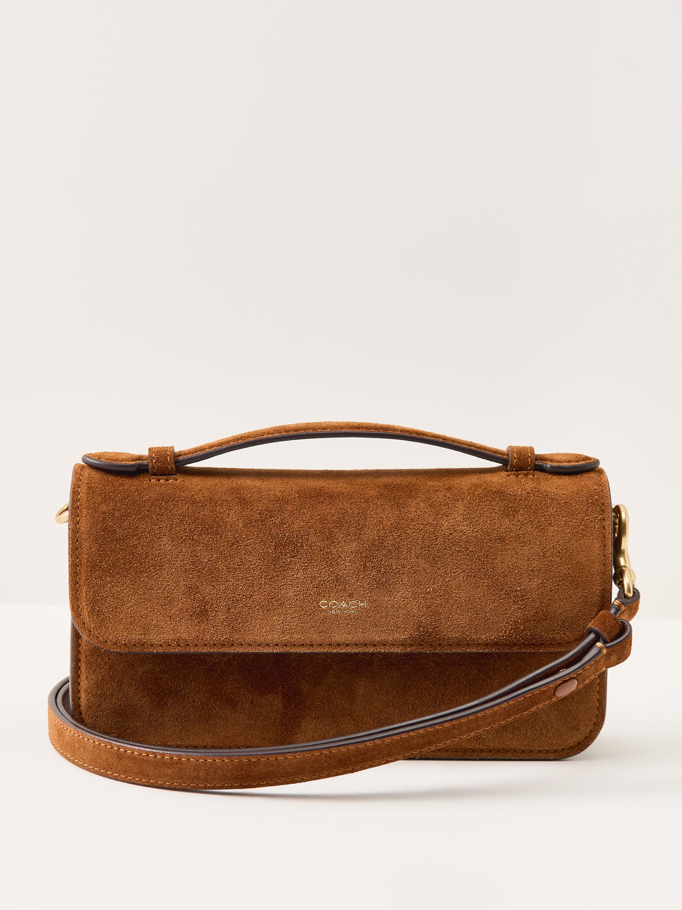 Elora Suede Top Handle Crossbody Bag Warm Brown