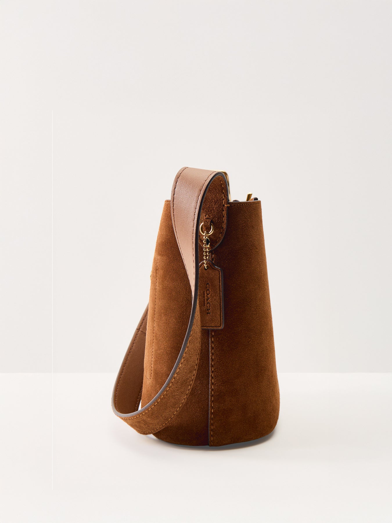 Suede Bleecker Bucket Bag 21 Brown