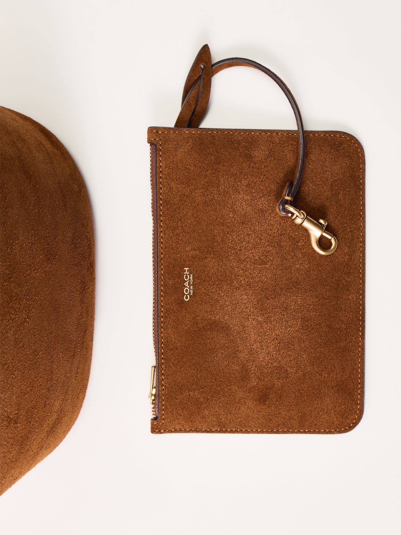 Suede Bleecker Bucket Bag 21 Brown