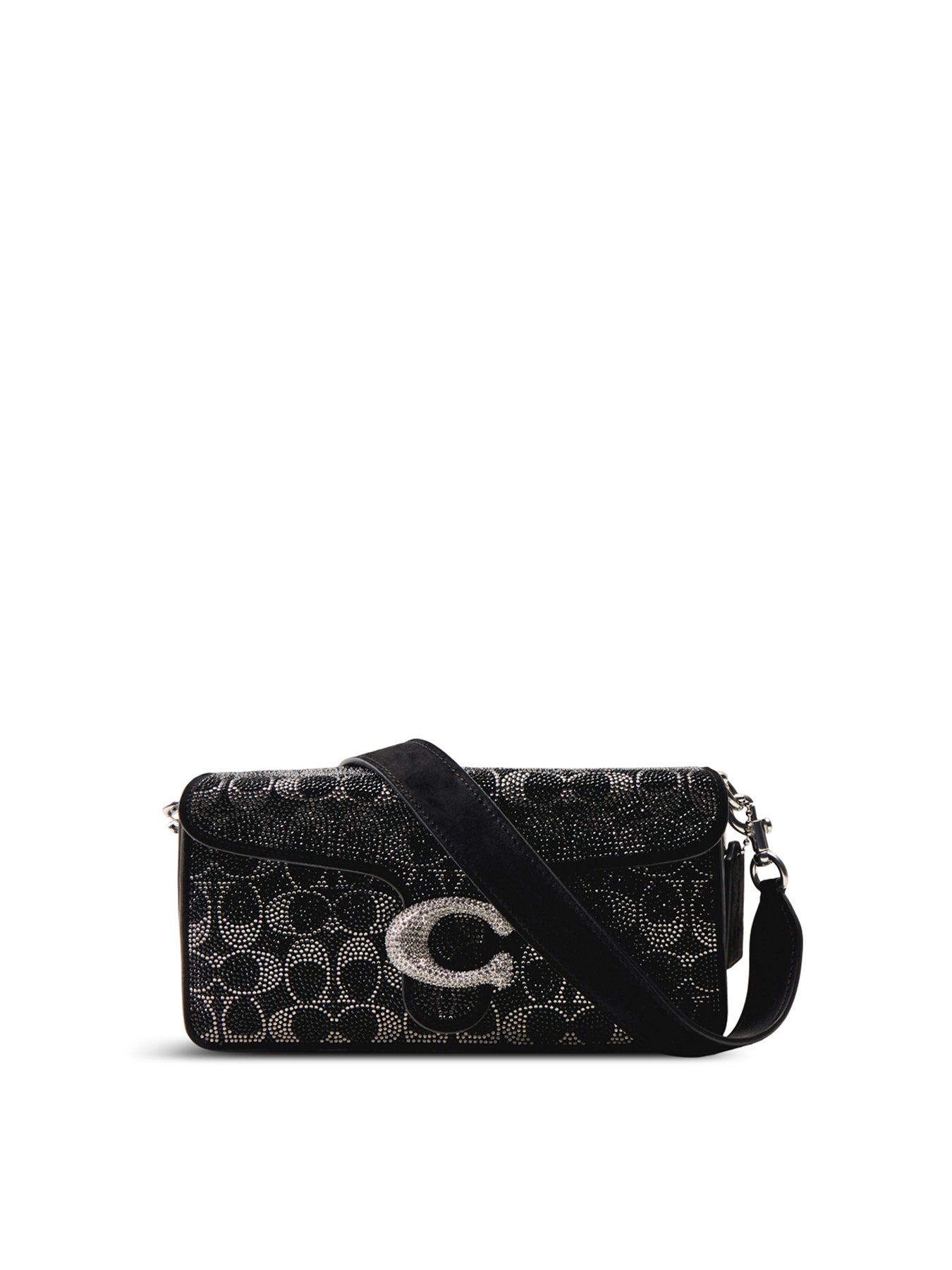 Tabby 26 Crystal Suede Signature C Shoulder Bag Black