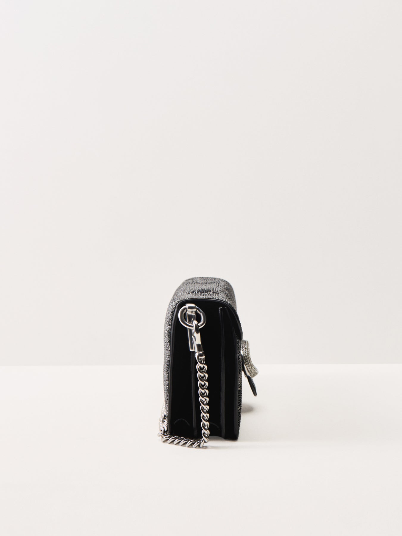 Tabby 26 Crystal Suede Signature C Shoulder Bag Black