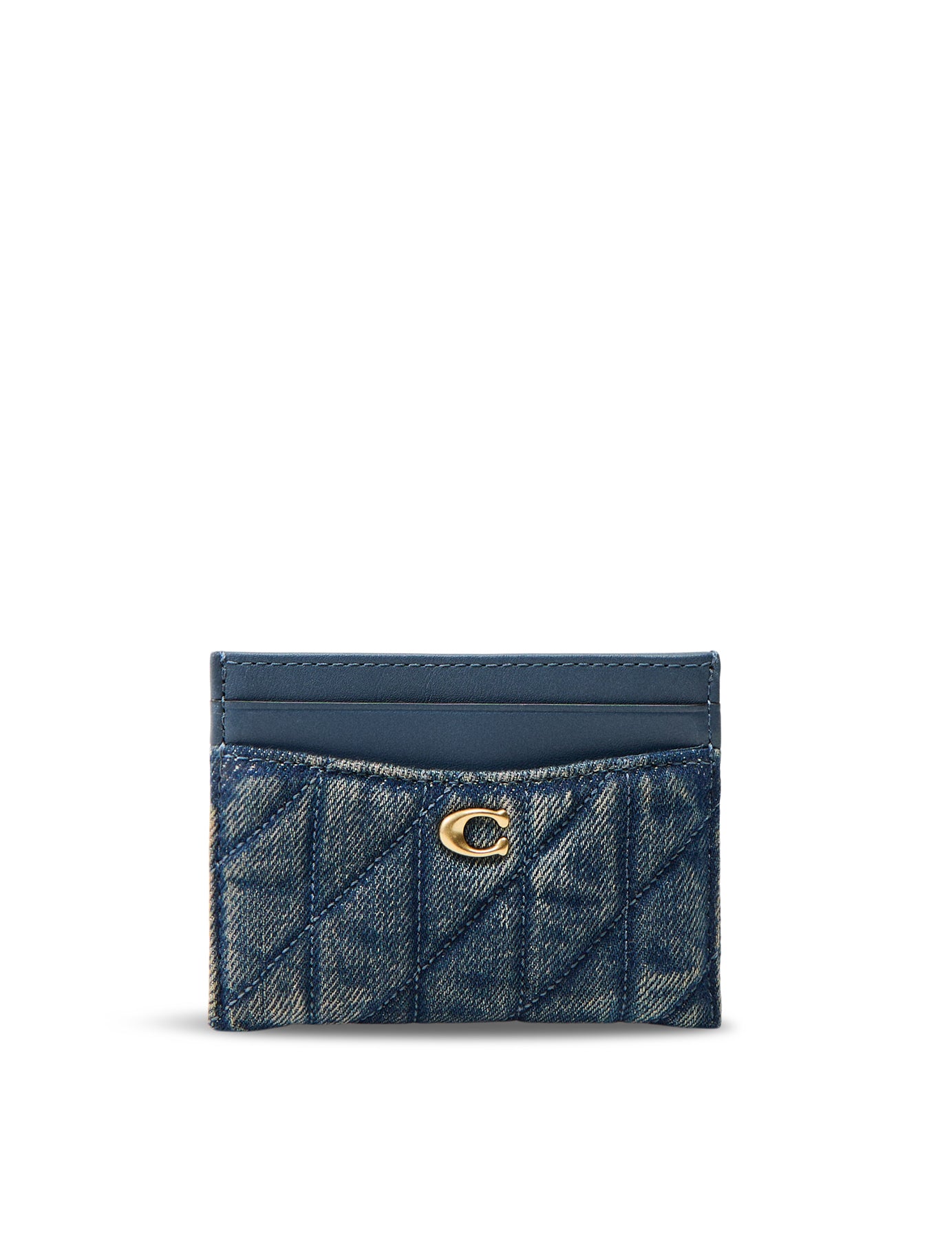 Quilted Denim Card Case Blue