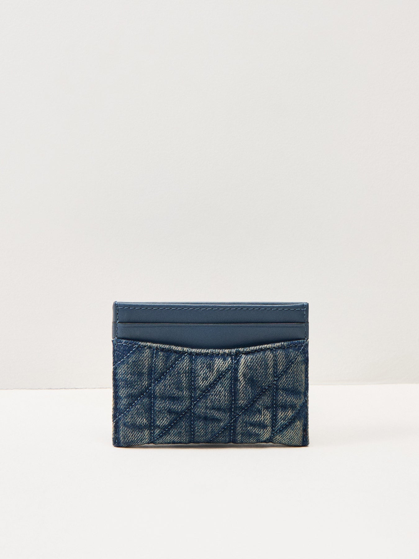 Quilted Denim Card Case Blue