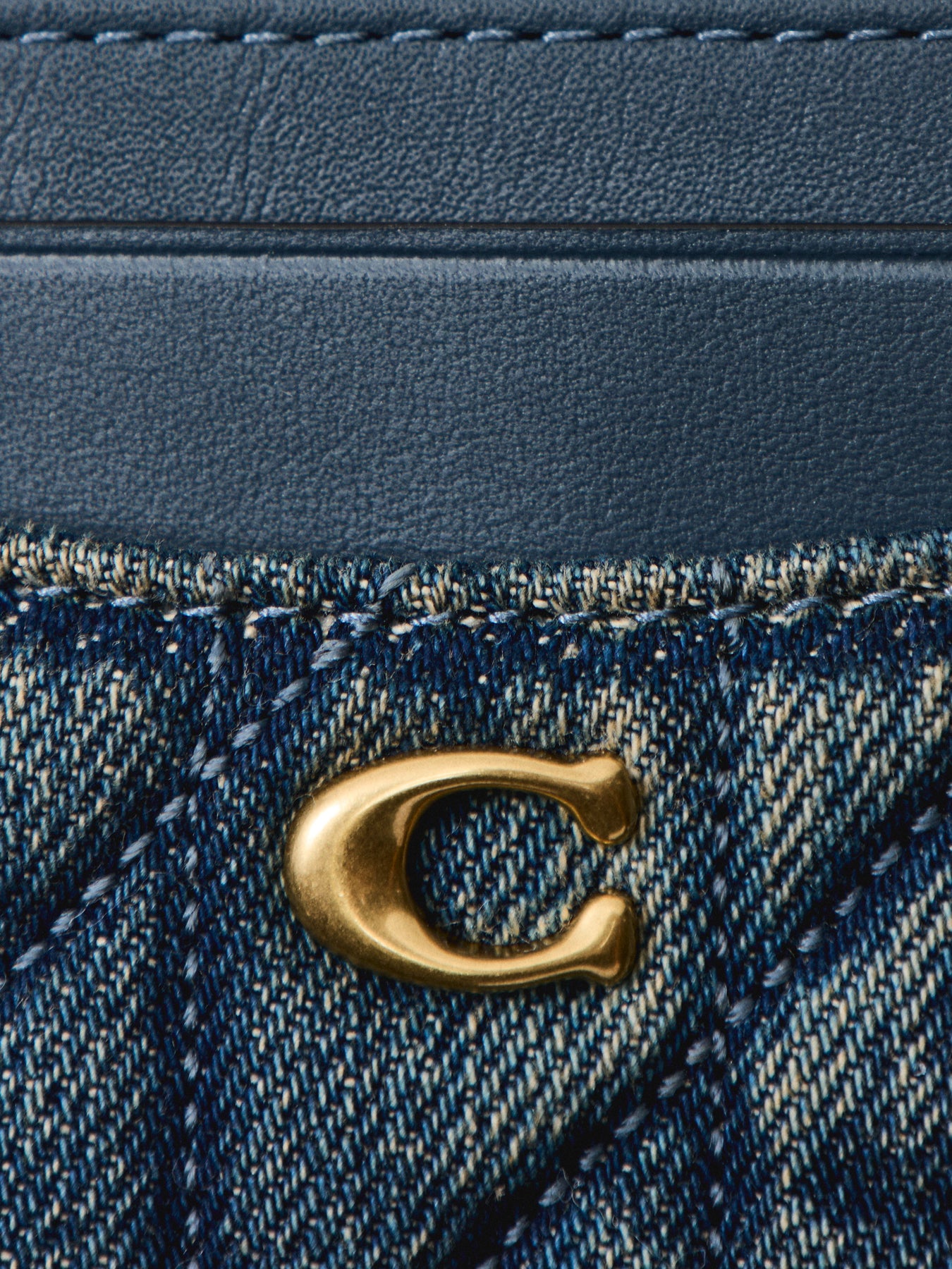 Quilted Denim Card Case Blue