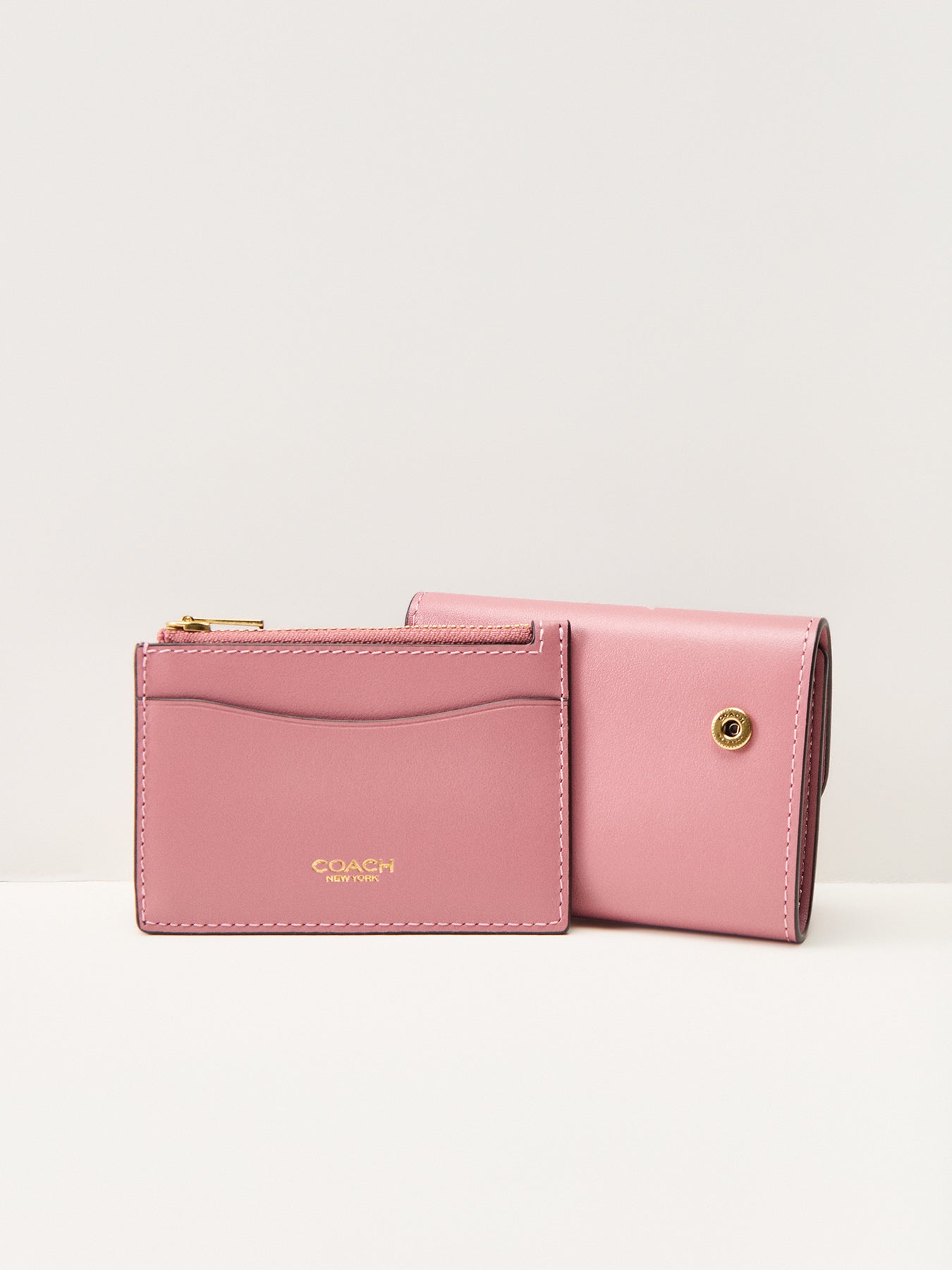 Refined Calf Leather Essential Card Holder Wallet Pink