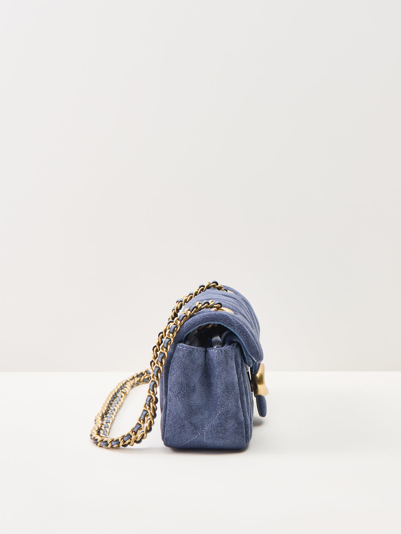 Quilted Suede Tabby Shoulder Bag 20 Blue