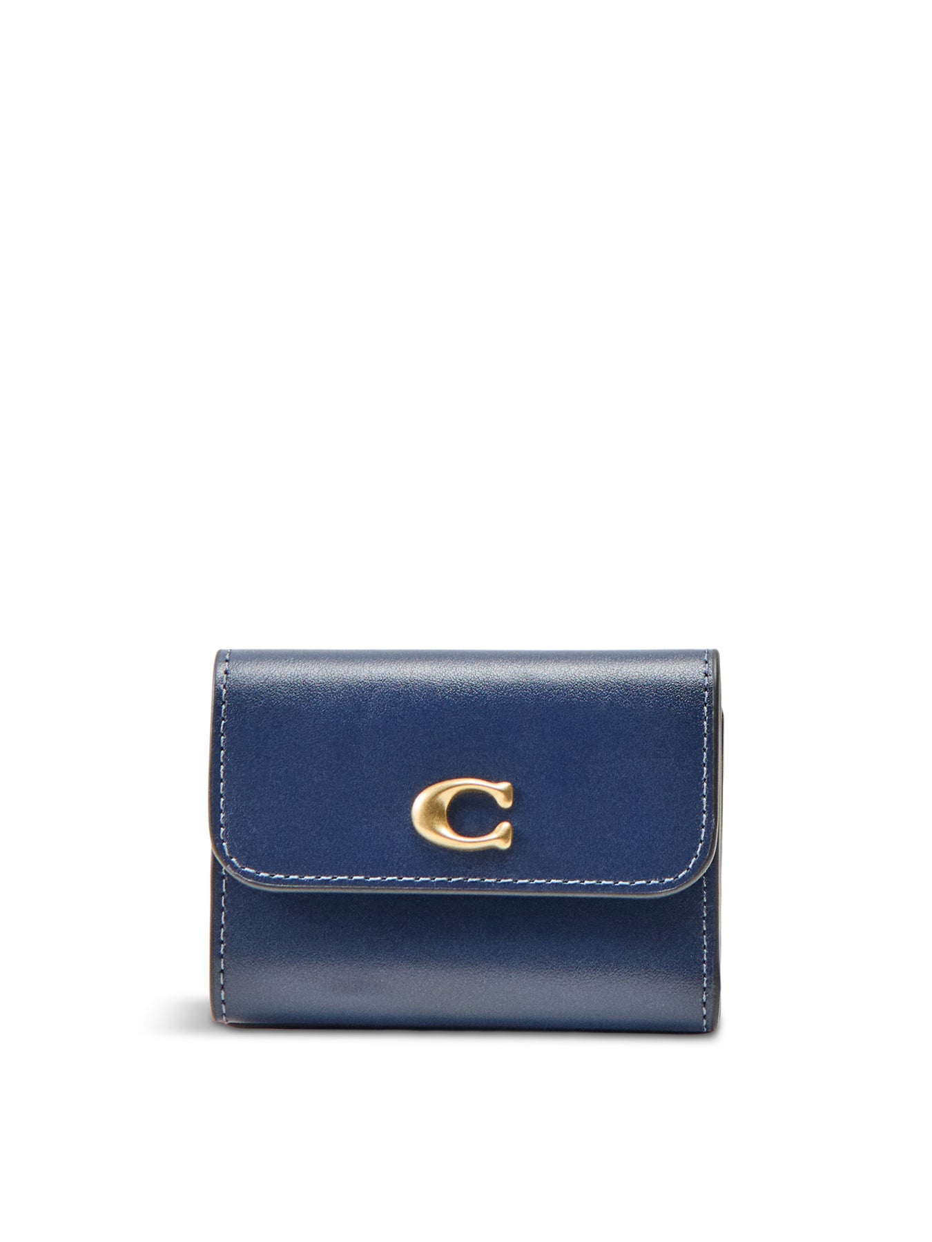 Refined Calf Leather Essential Card Holder Wallet Blue