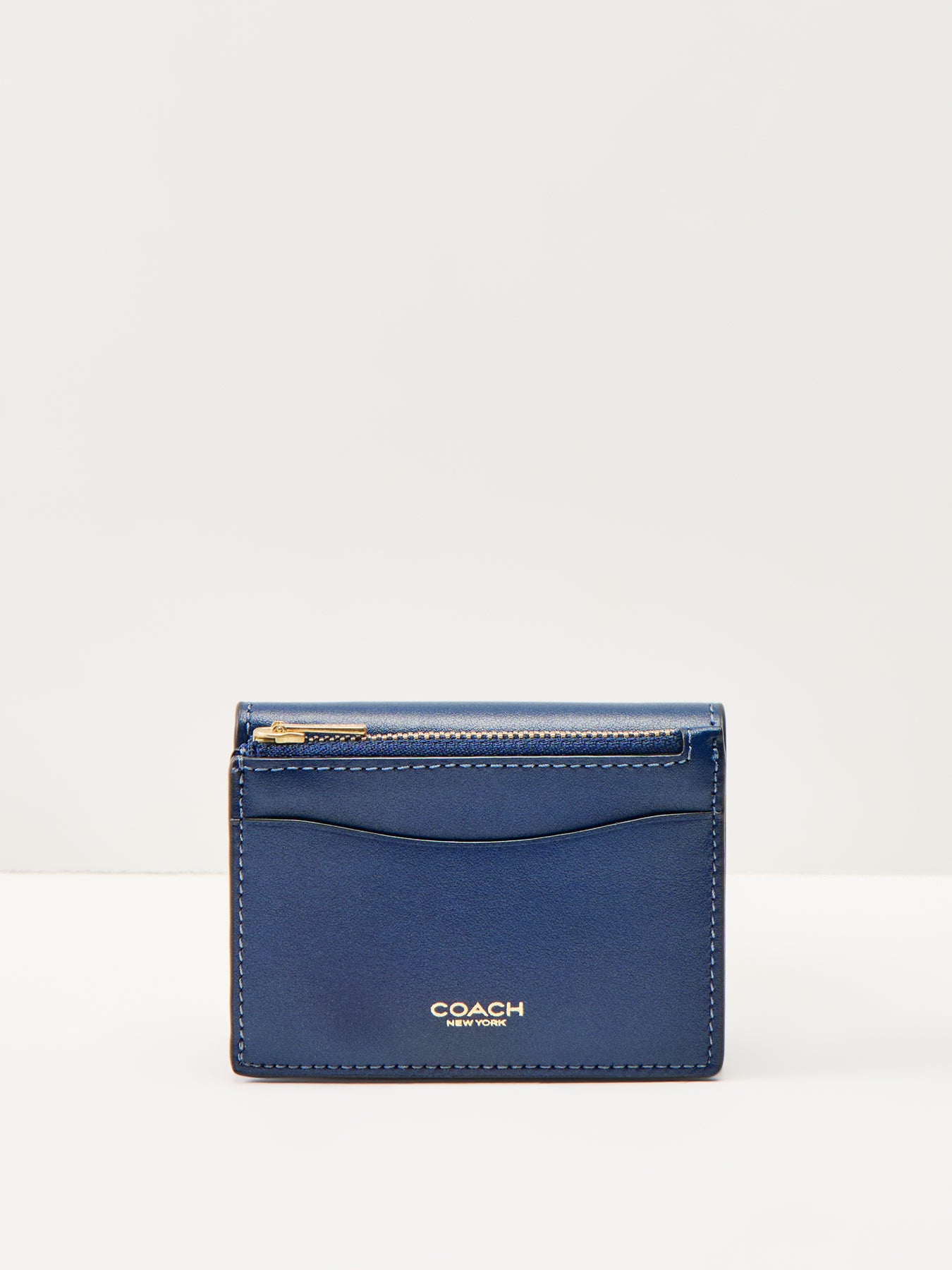 Refined Calf Leather Essential Card Holder Wallet Blue