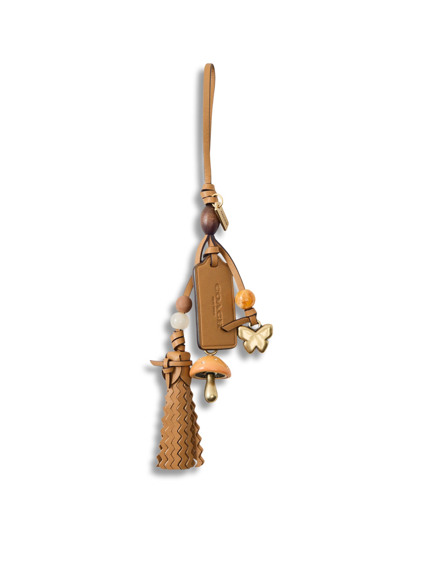 Mushroom Heritage Leather Bag Charm Honey Brown