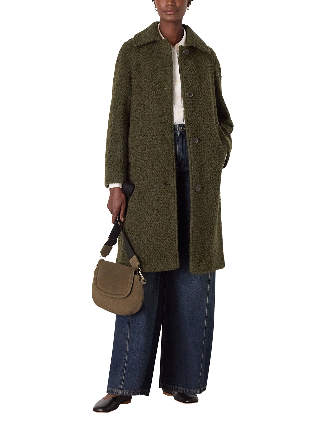 Romy Bouclé Coat Green