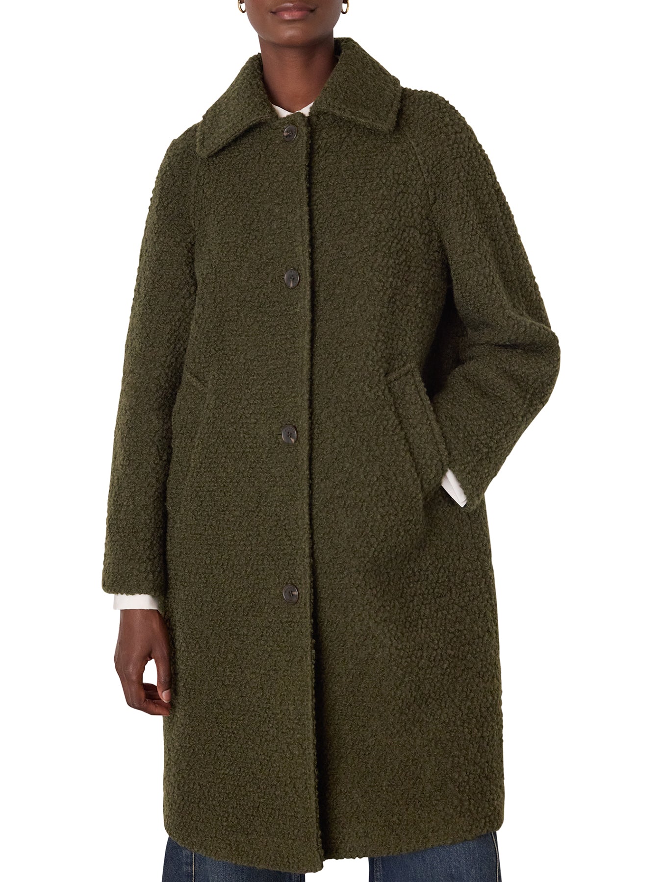 Romy Bouclé Coat Green