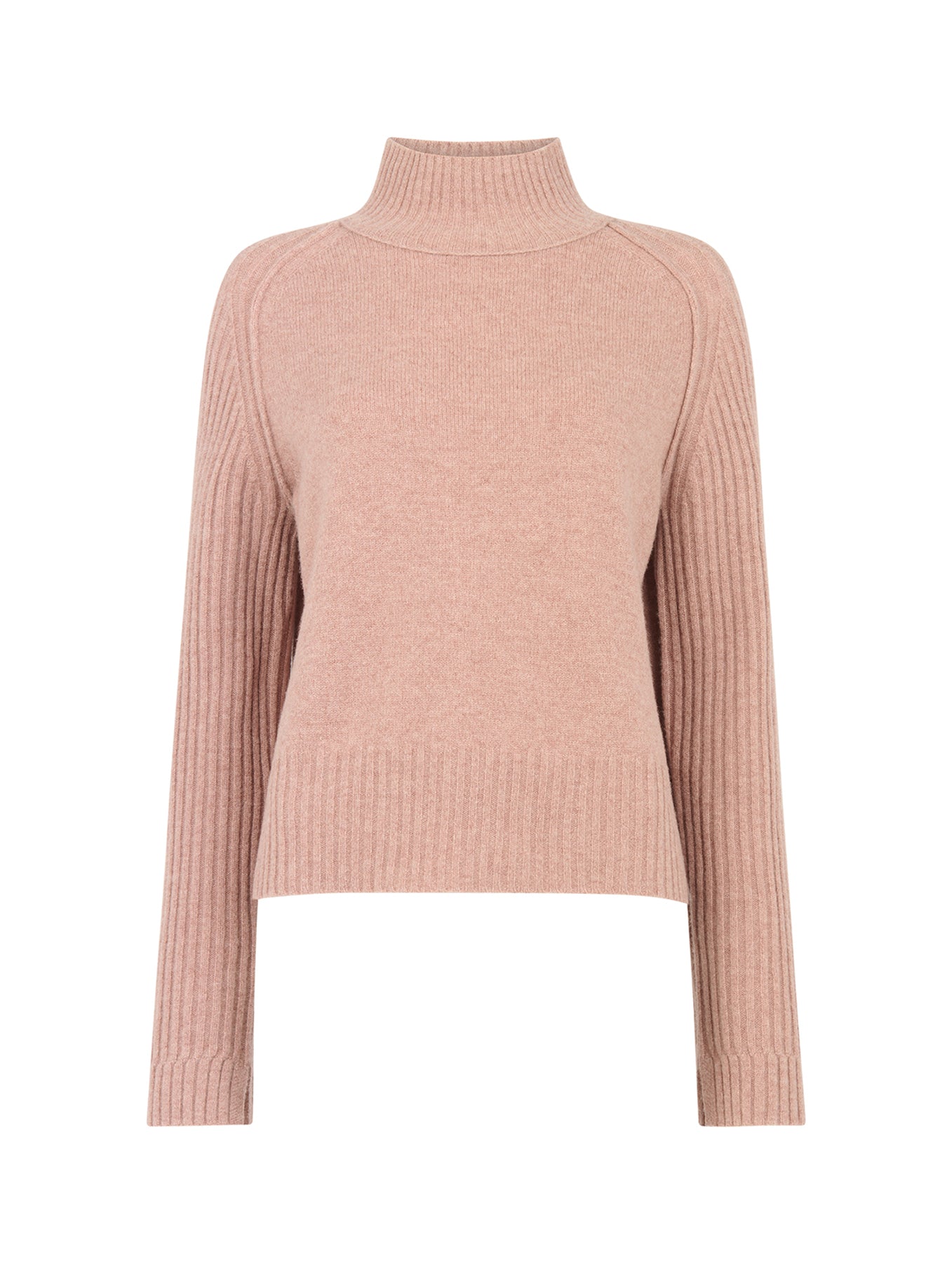 Wool Funnel Neck Knit Pink