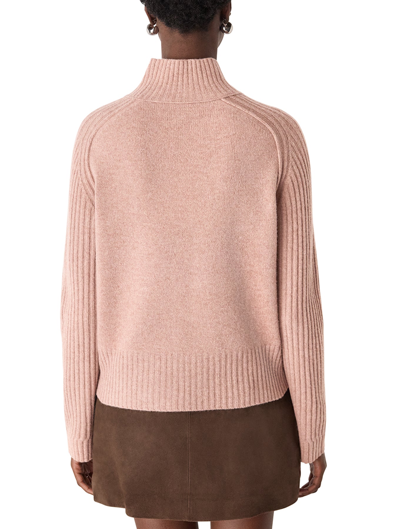 Wool Funnel Neck Knit Pink