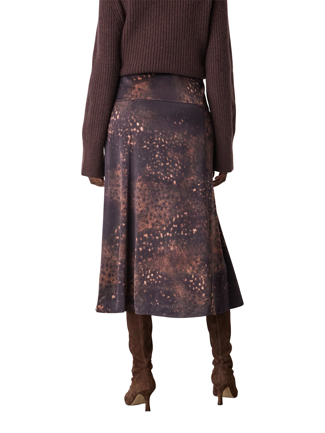Spotted Animal Midi Skirt Brown