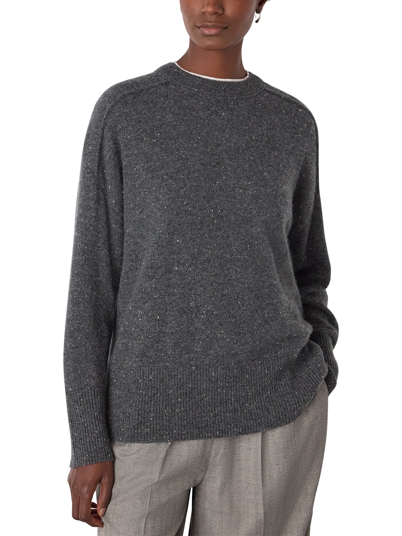 Fleck Seam Neck Knit Grey