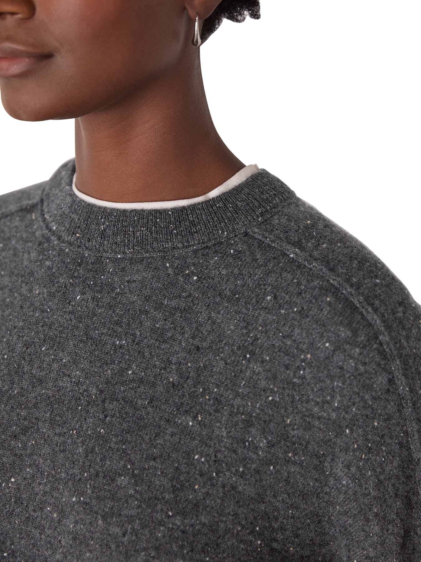Fleck Seam Neck Knit Grey