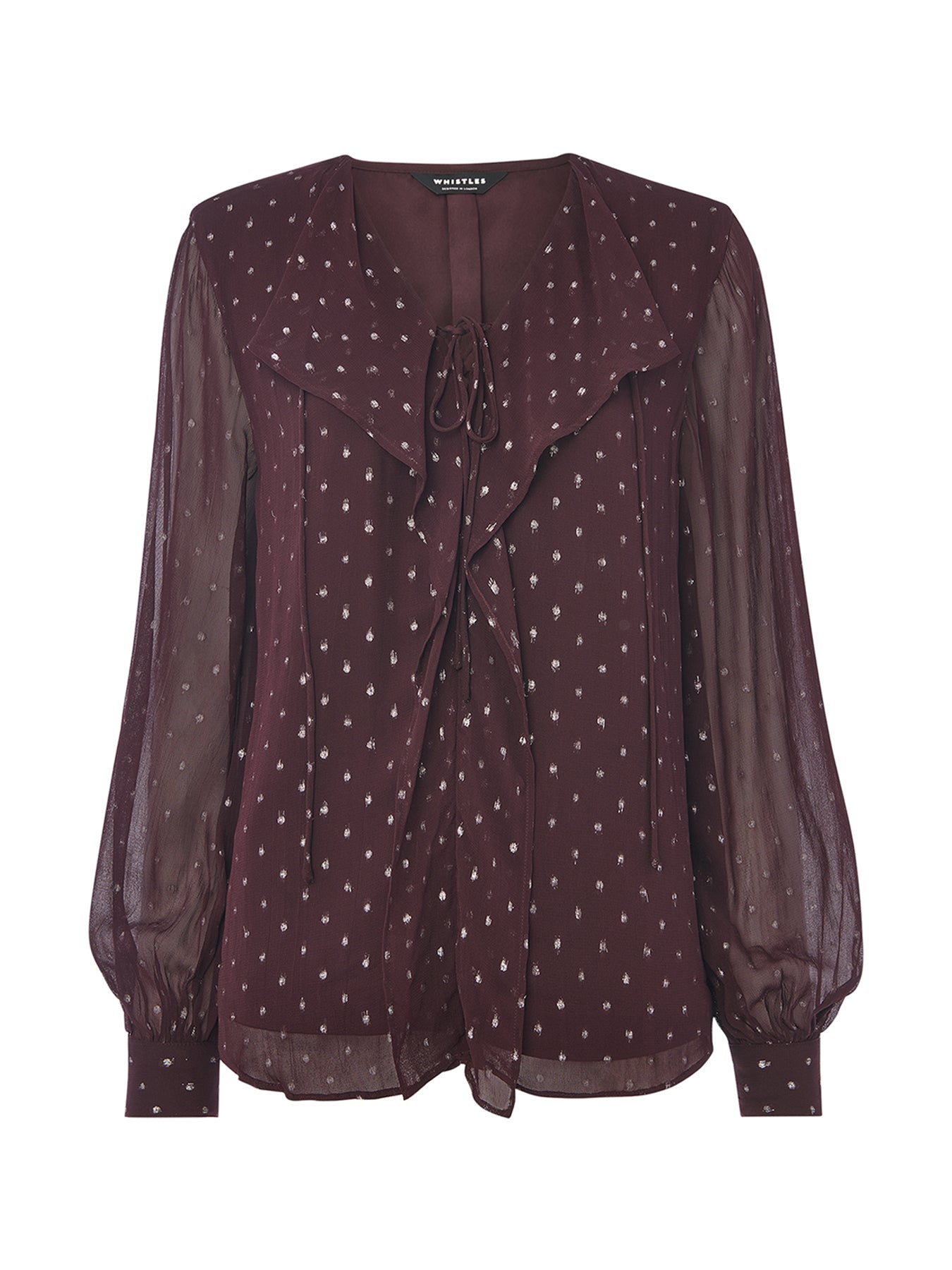 Metallic Dobby Frill Blouse Silver