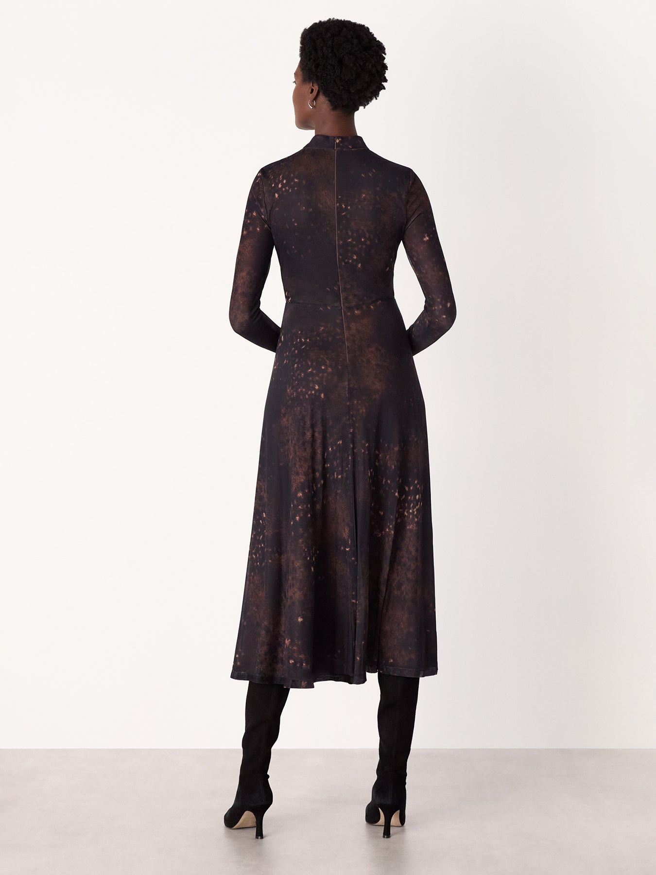 Spotted Animal Mesh Dress Brown