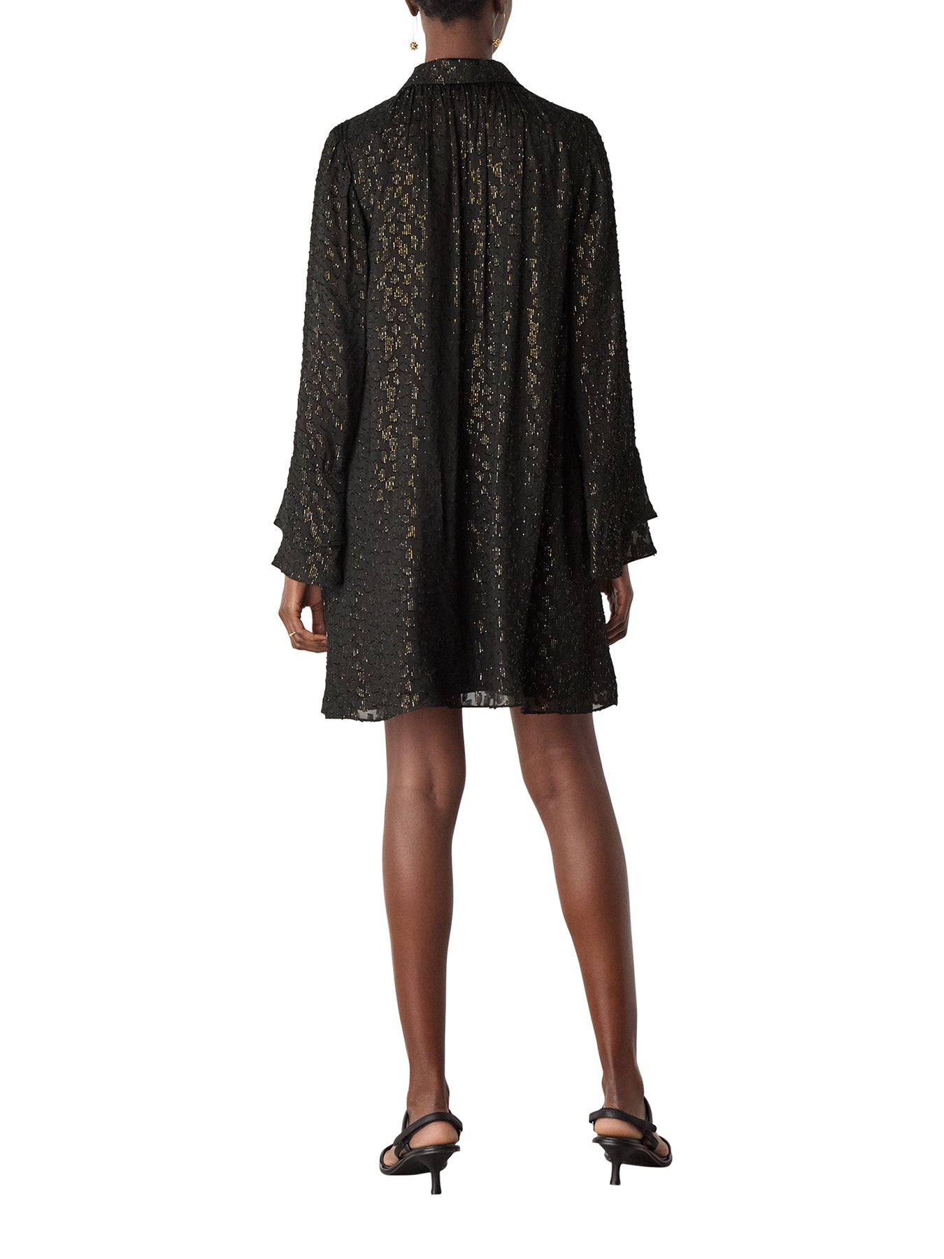 Metallic Dobby Mini Dress Silver