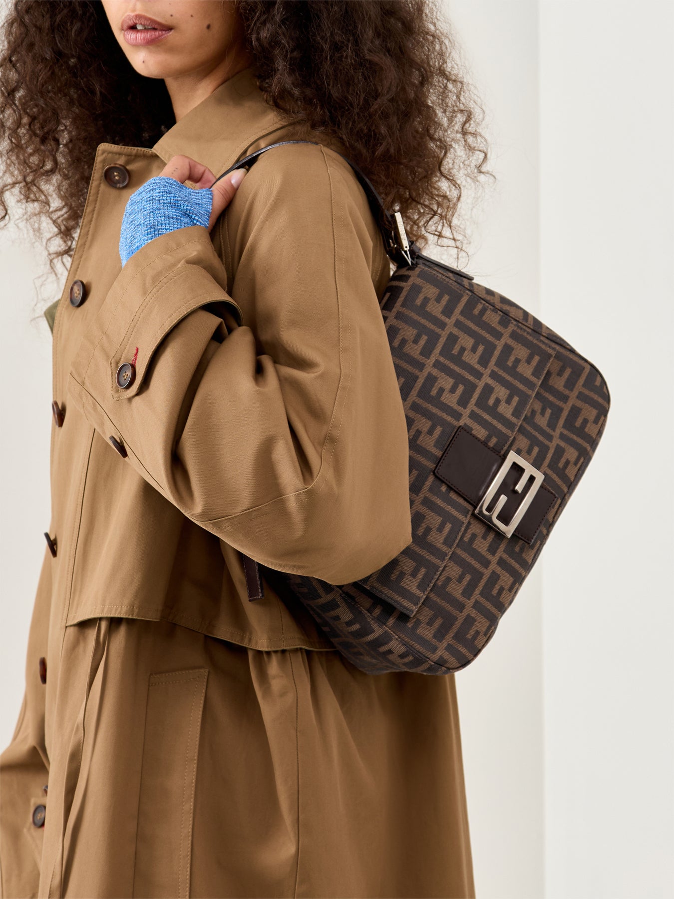 Vintage Fendi Zucca Mamma Bag Brown