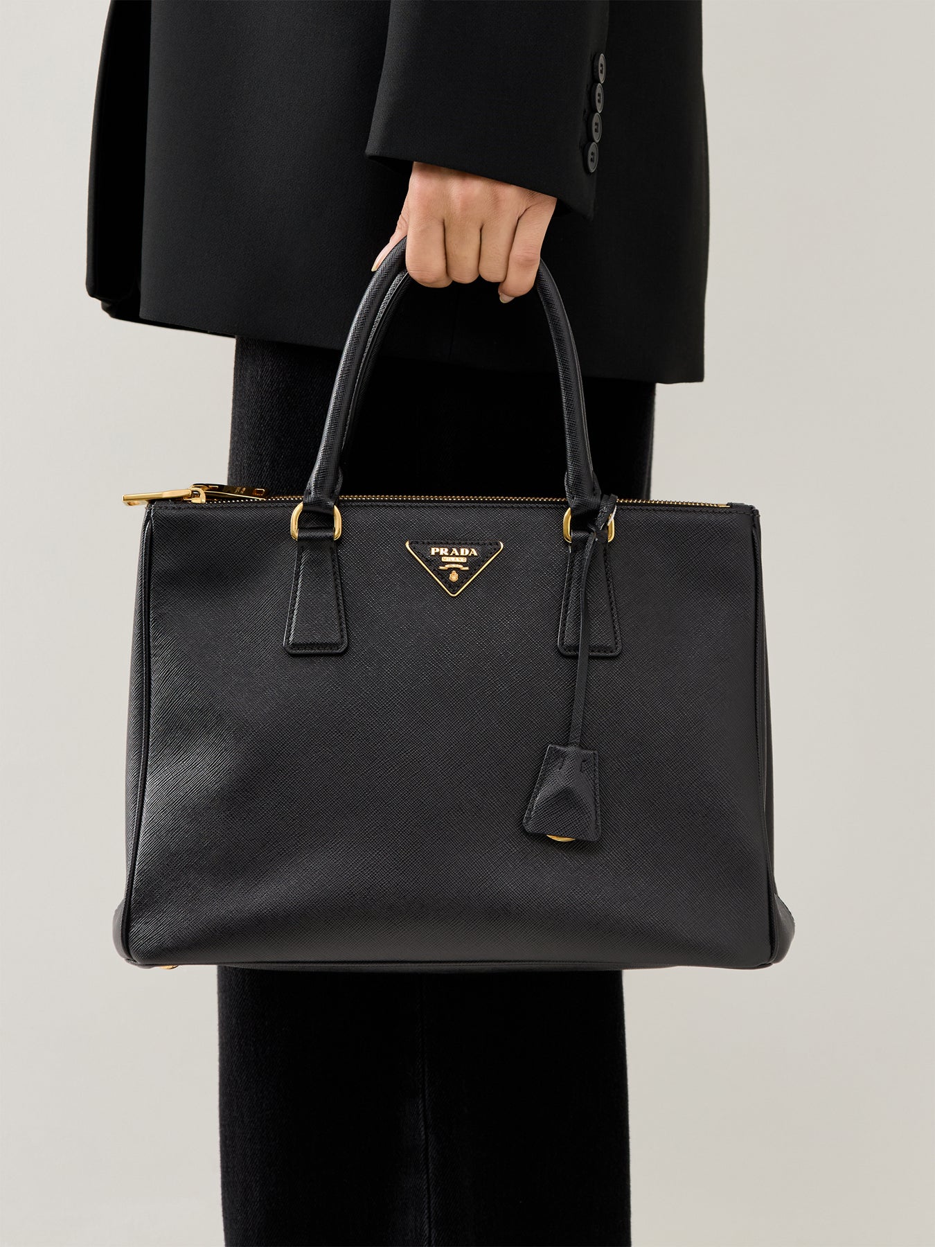 Vintage Prada Galleria Large Saffiano Bag Black