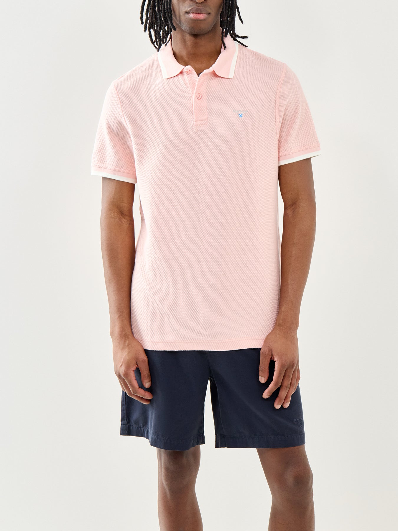 Barbour Ferriby Tailored Polo Shirt Silver Pink