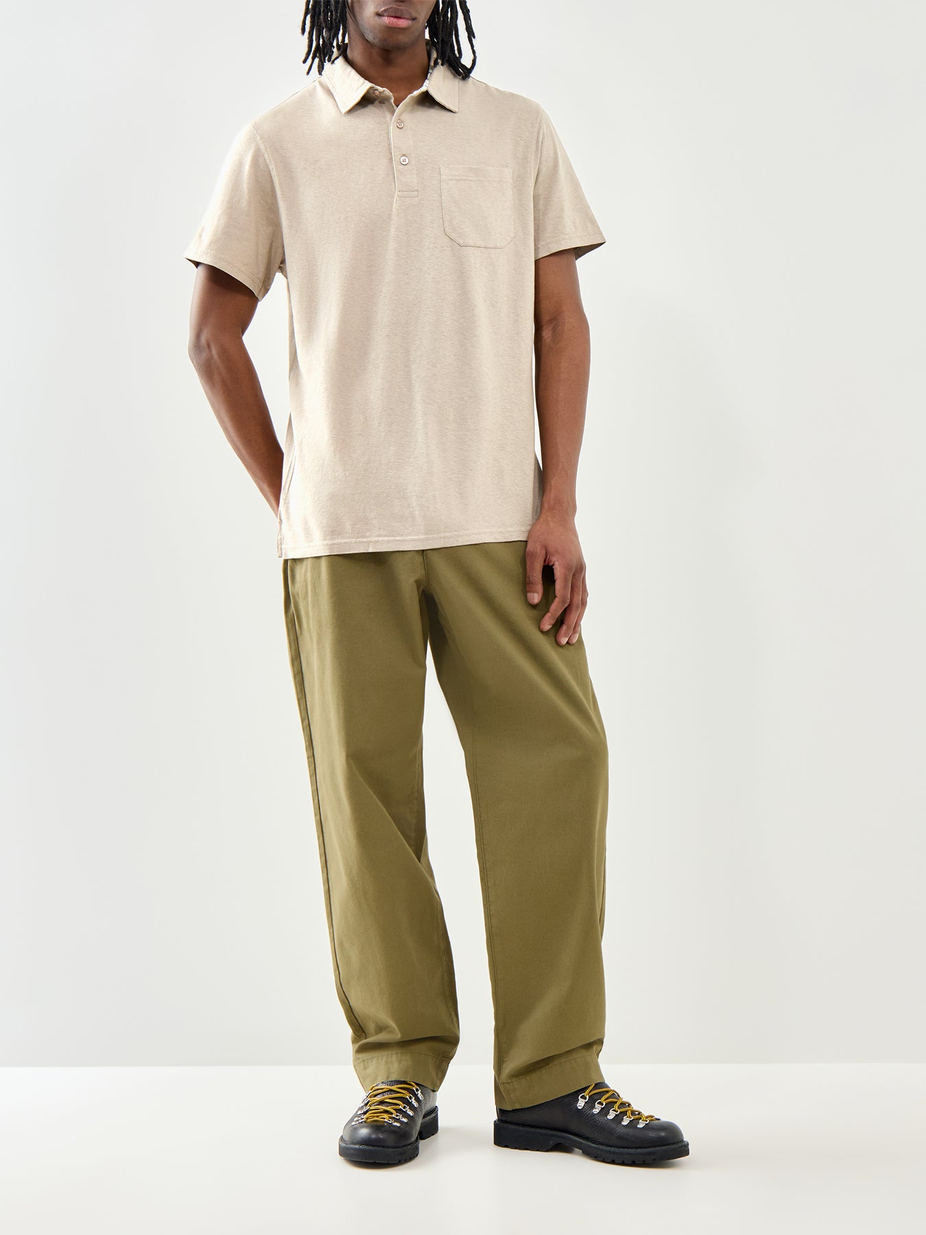 Barbour Steventon Linen Blend Polo Shirt Beige