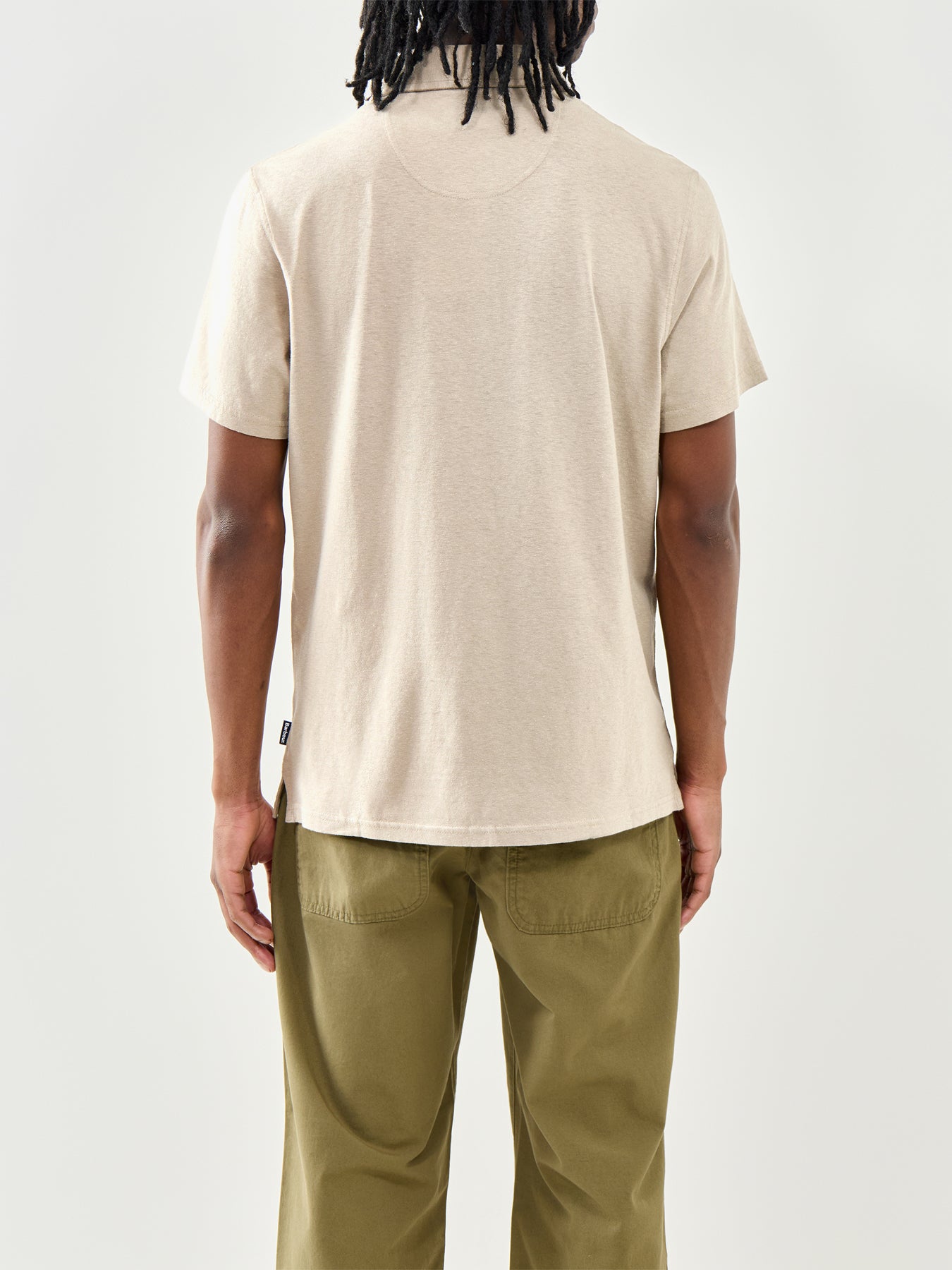 Barbour Steventon Linen Blend Polo Shirt Beige