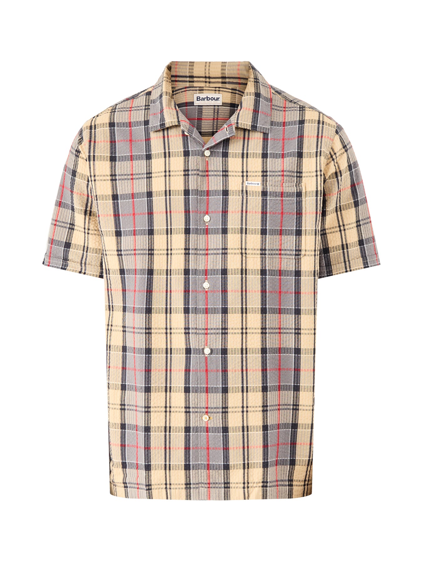 Clyde Seersucker Tartan Short Sleeve Shirt Beige