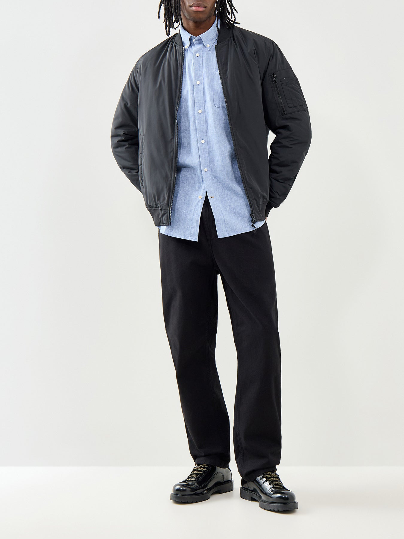 Barbour Nelson Linen Mix Shirt Blue