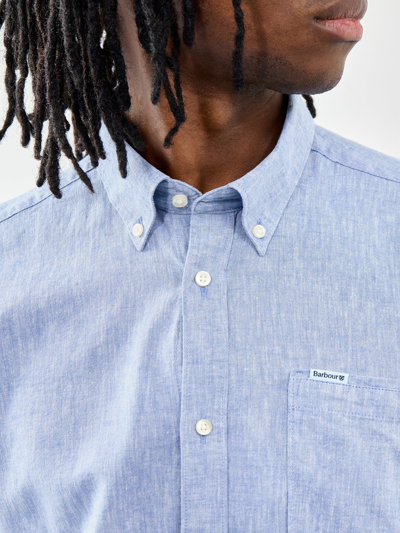Barbour Nelson Linen Mix Shirt Blue