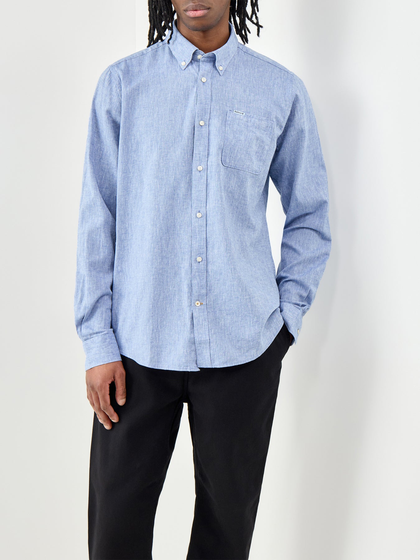 Barbour Nelson Linen Mix Shirt Blue