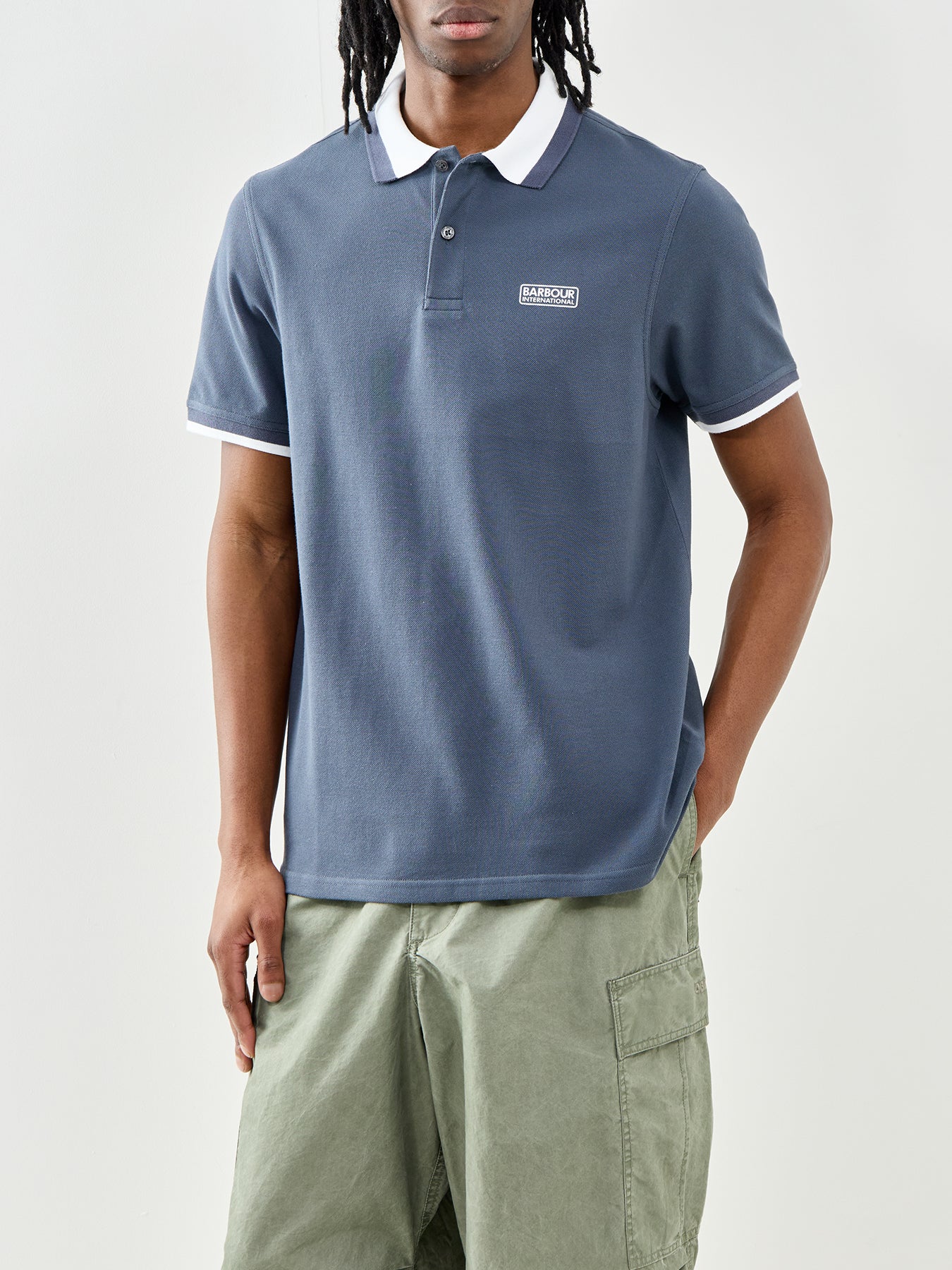 Barbour International Amped Cotton Polo Shirt Grey