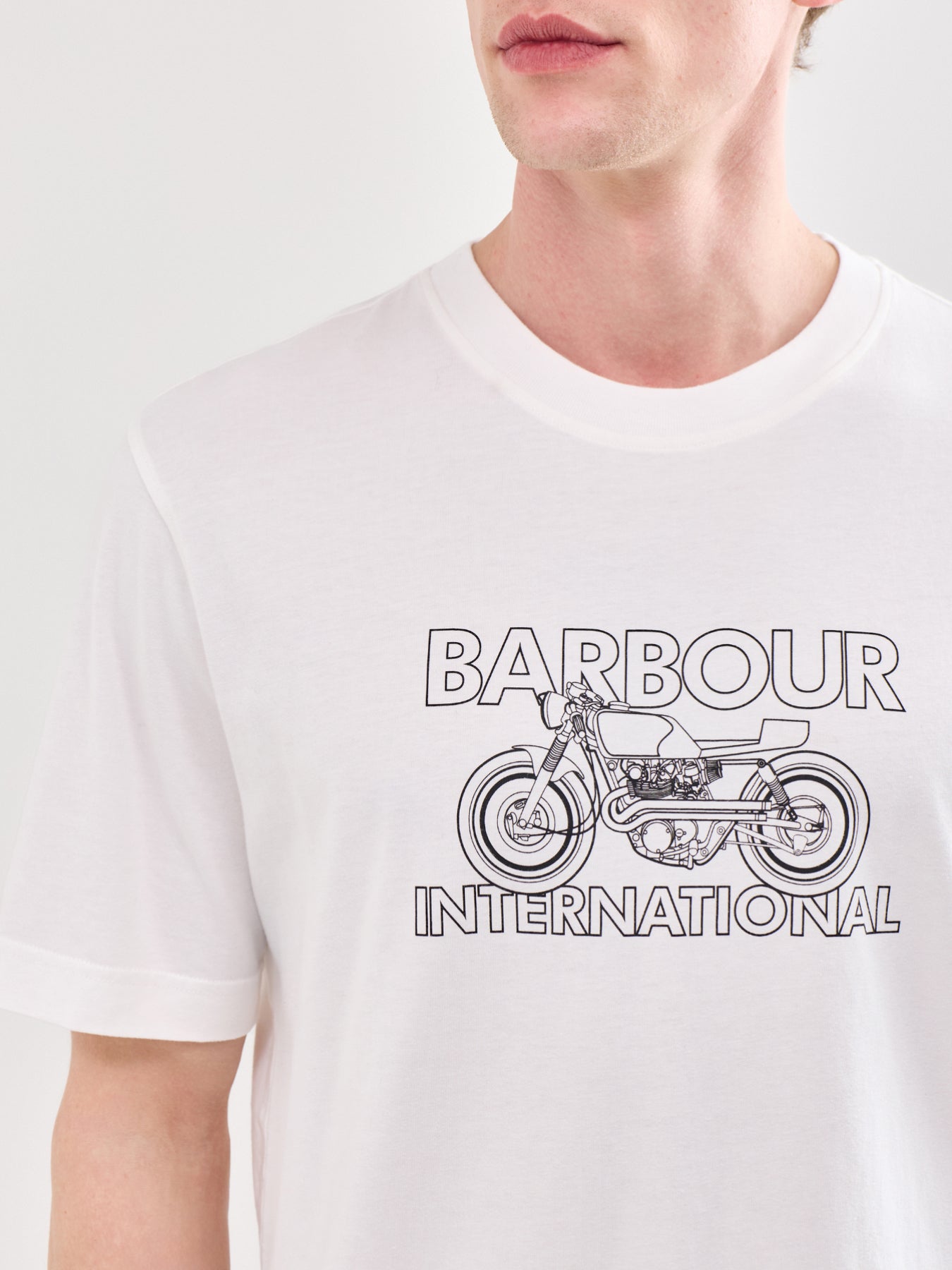 Motorbike Graphic Cotton T-Shirt Cream