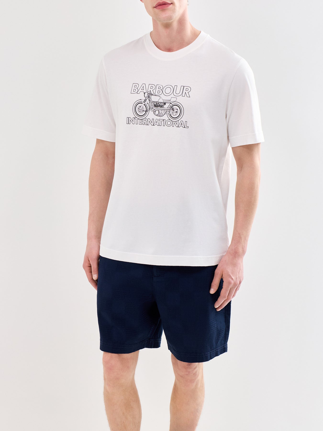 Motorbike Graphic Cotton T-Shirt Cream