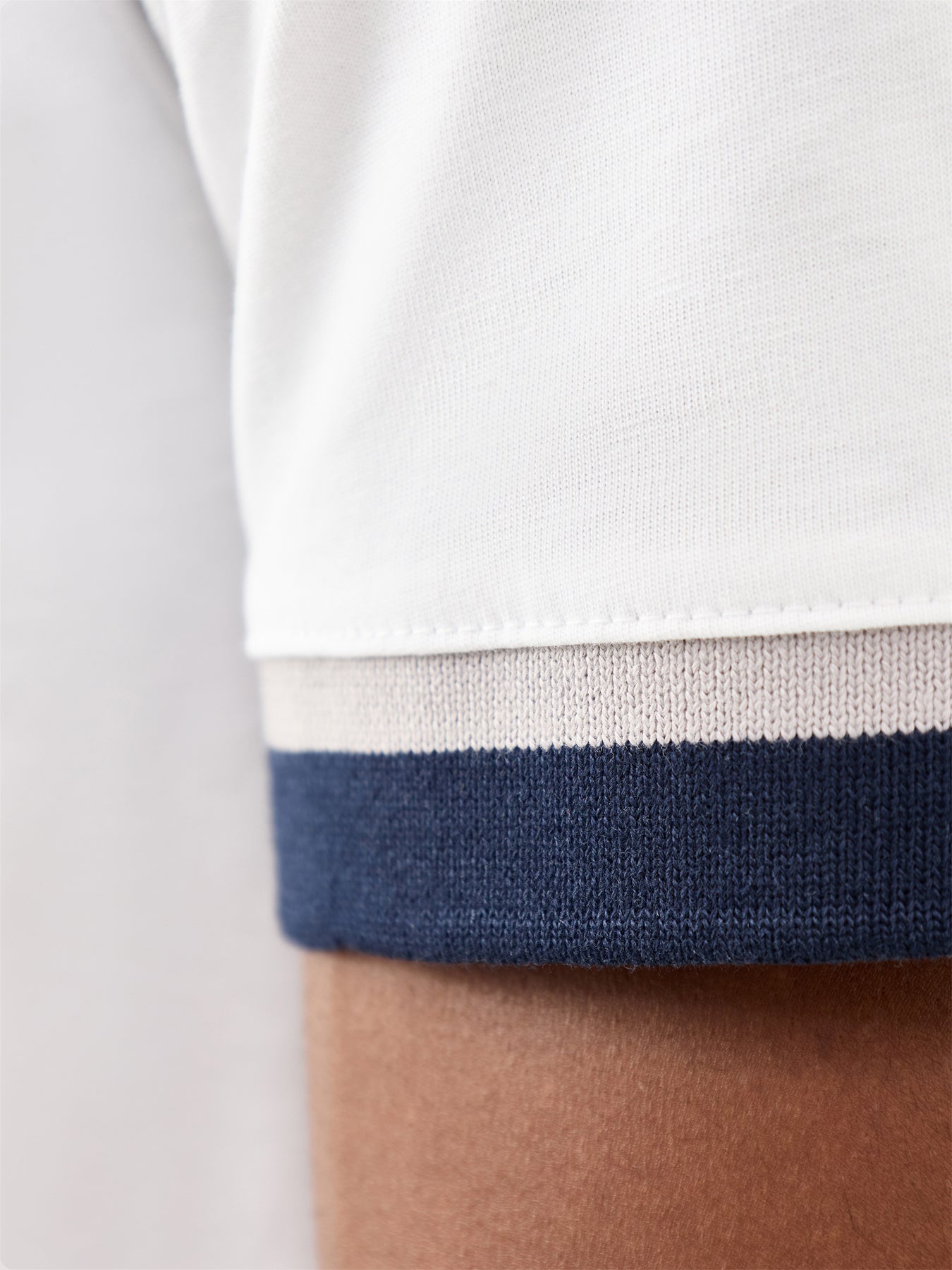 Deep Cuff Evan Tipped T-Shirt White