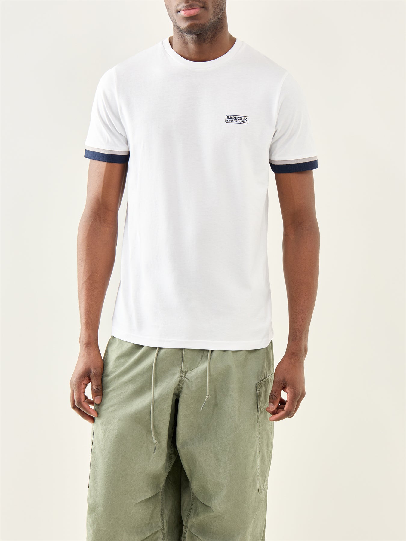 Deep Cuff Evan Tipped T-Shirt White