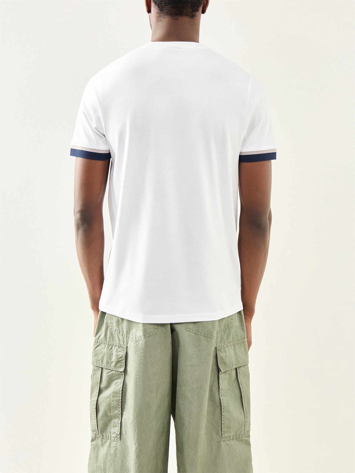 Deep Cuff Evan Tipped T-Shirt White