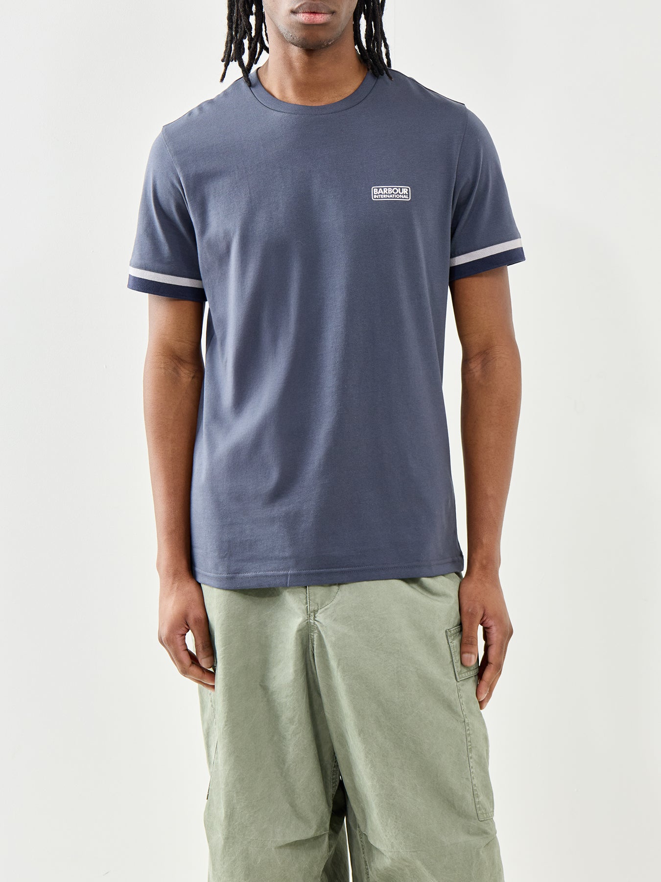 Barbour International Evan Tipped Cotton T-Shirt Grey