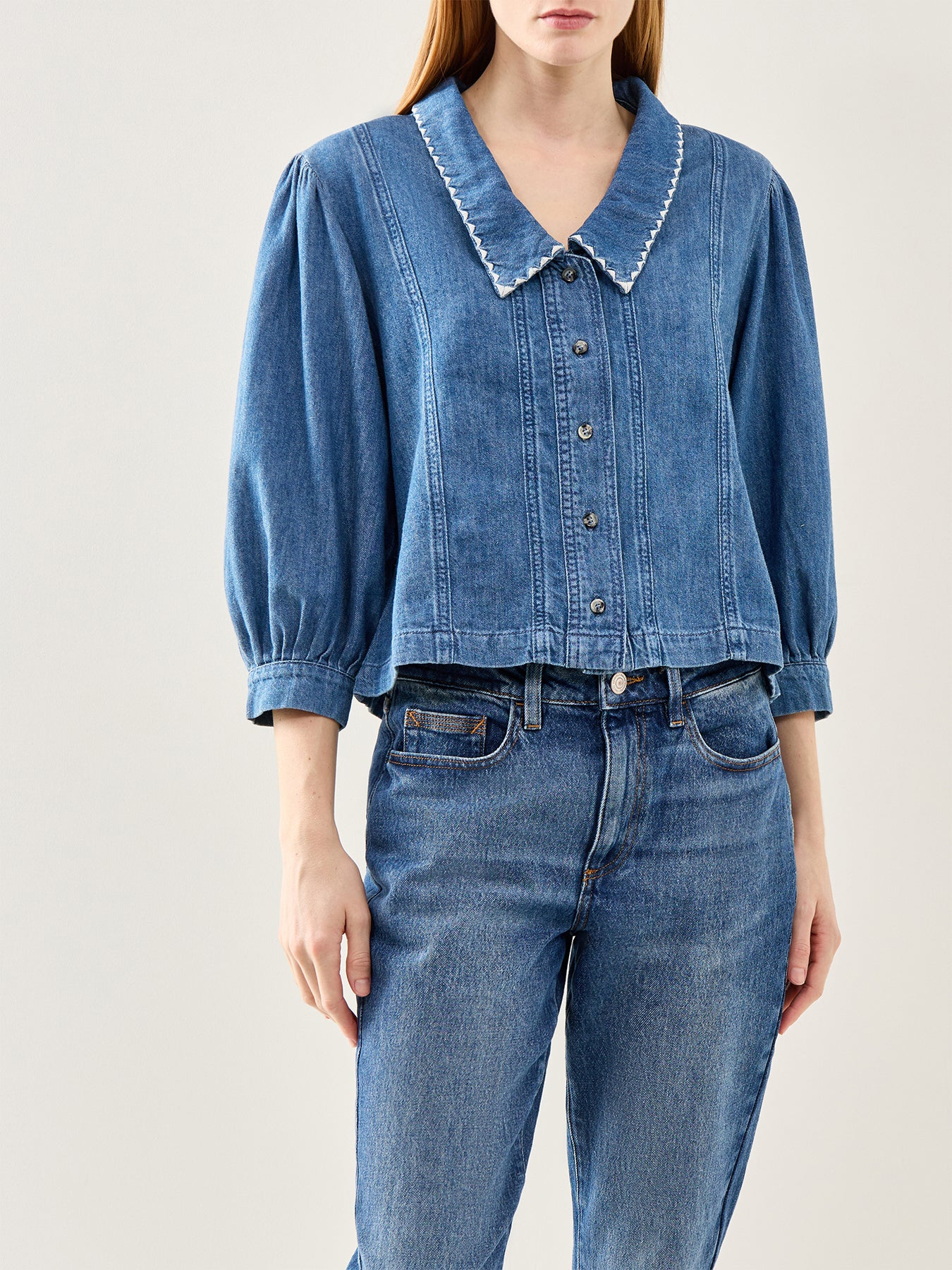 Talia Button Down Top Denim