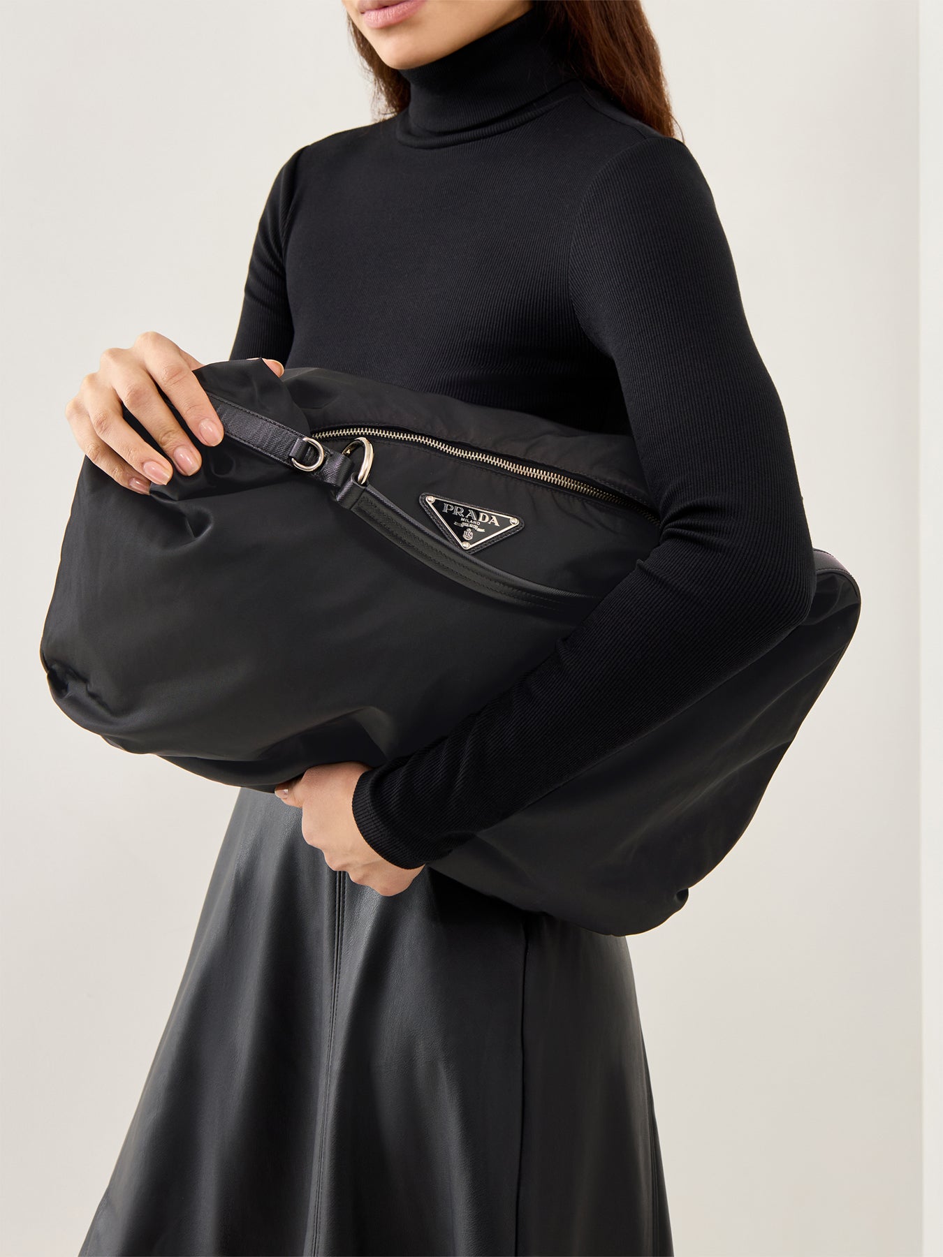 Nylon Convertible Tote Black