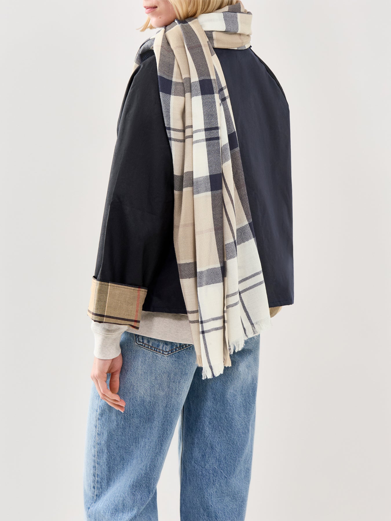 Abigail Tartan Scarf Navy