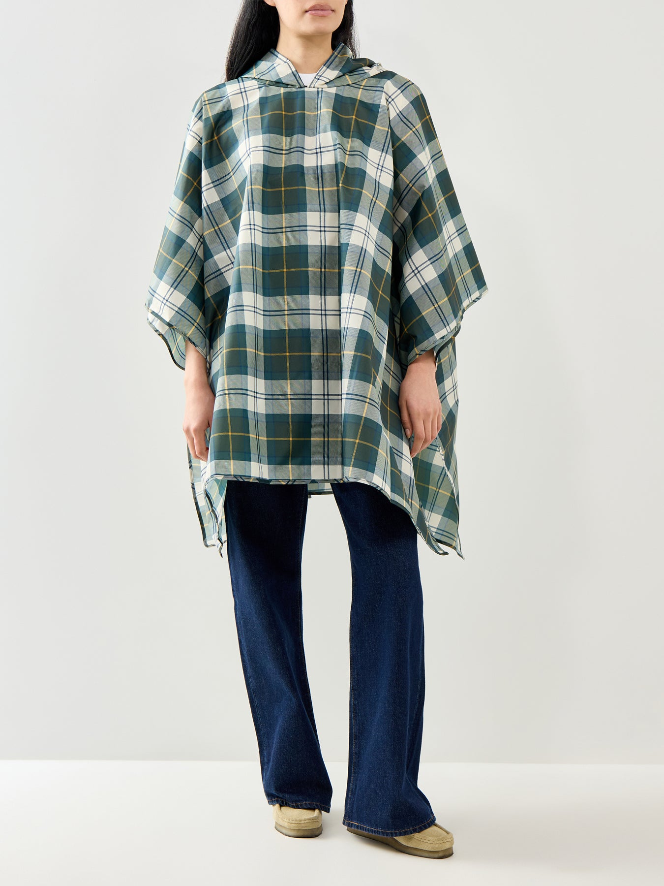 Barbour Tartan Showerproof Poncho Green