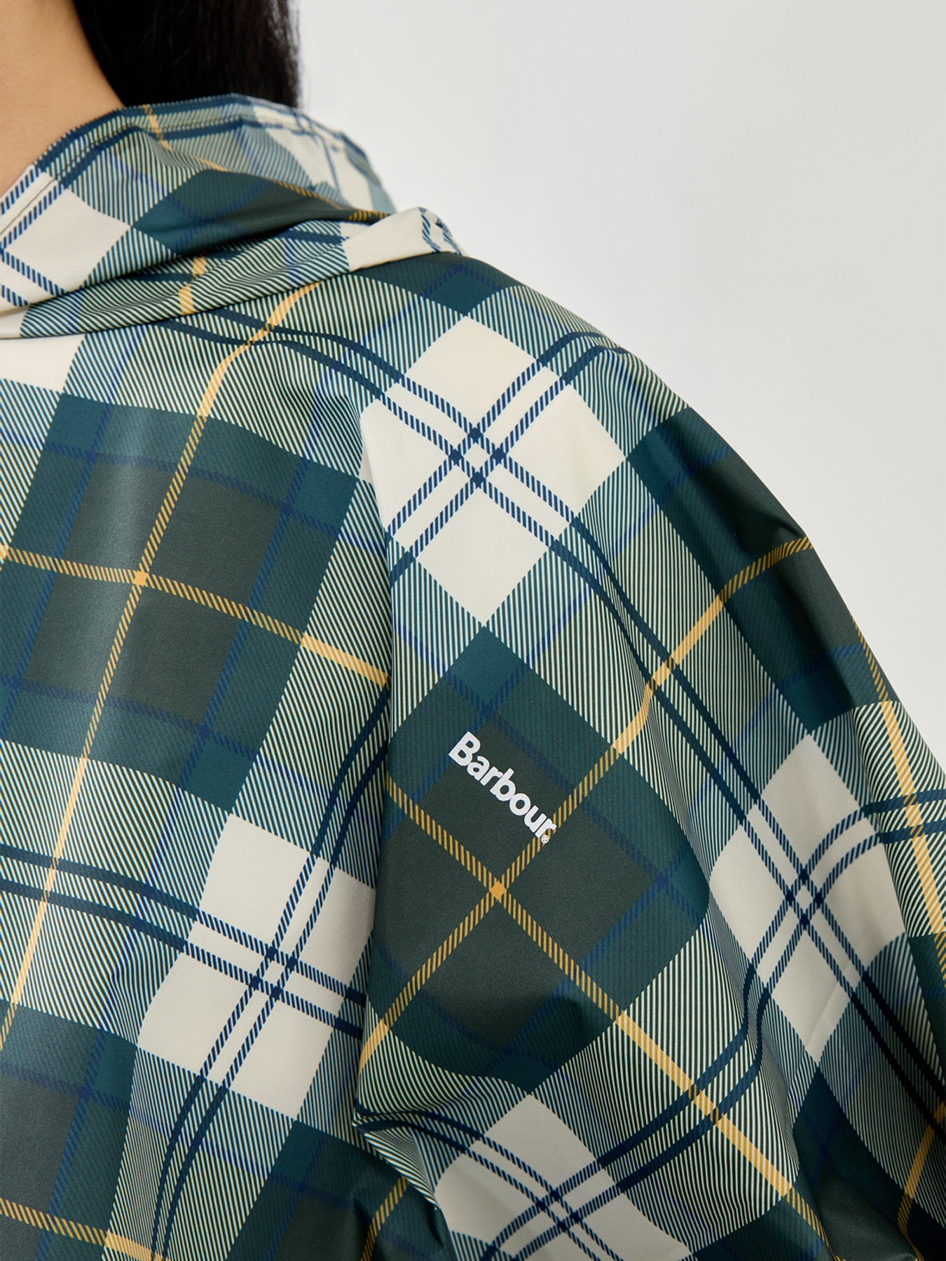 Barbour Tartan Showerproof Poncho Green
