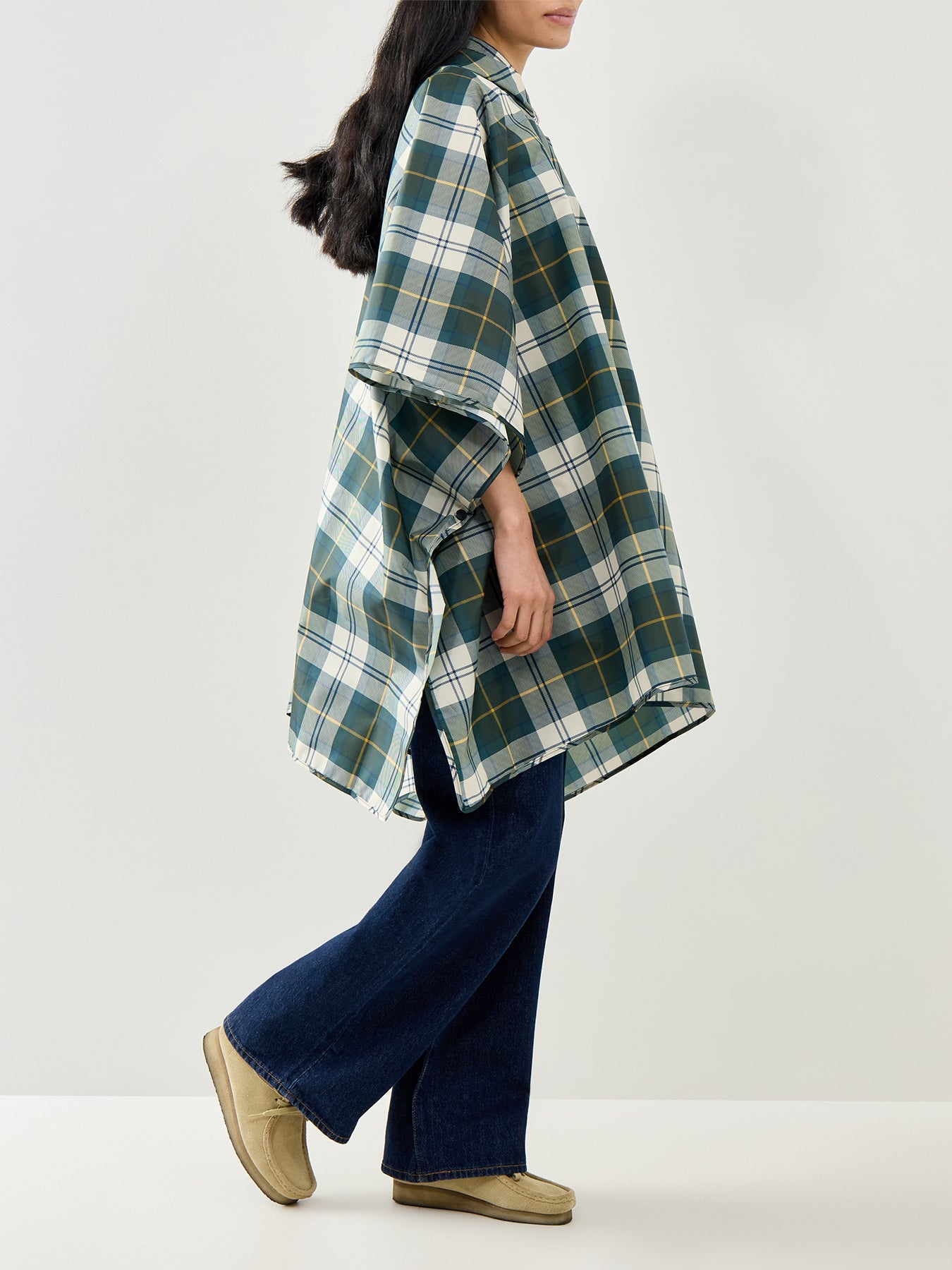 Barbour Tartan Showerproof Poncho Green