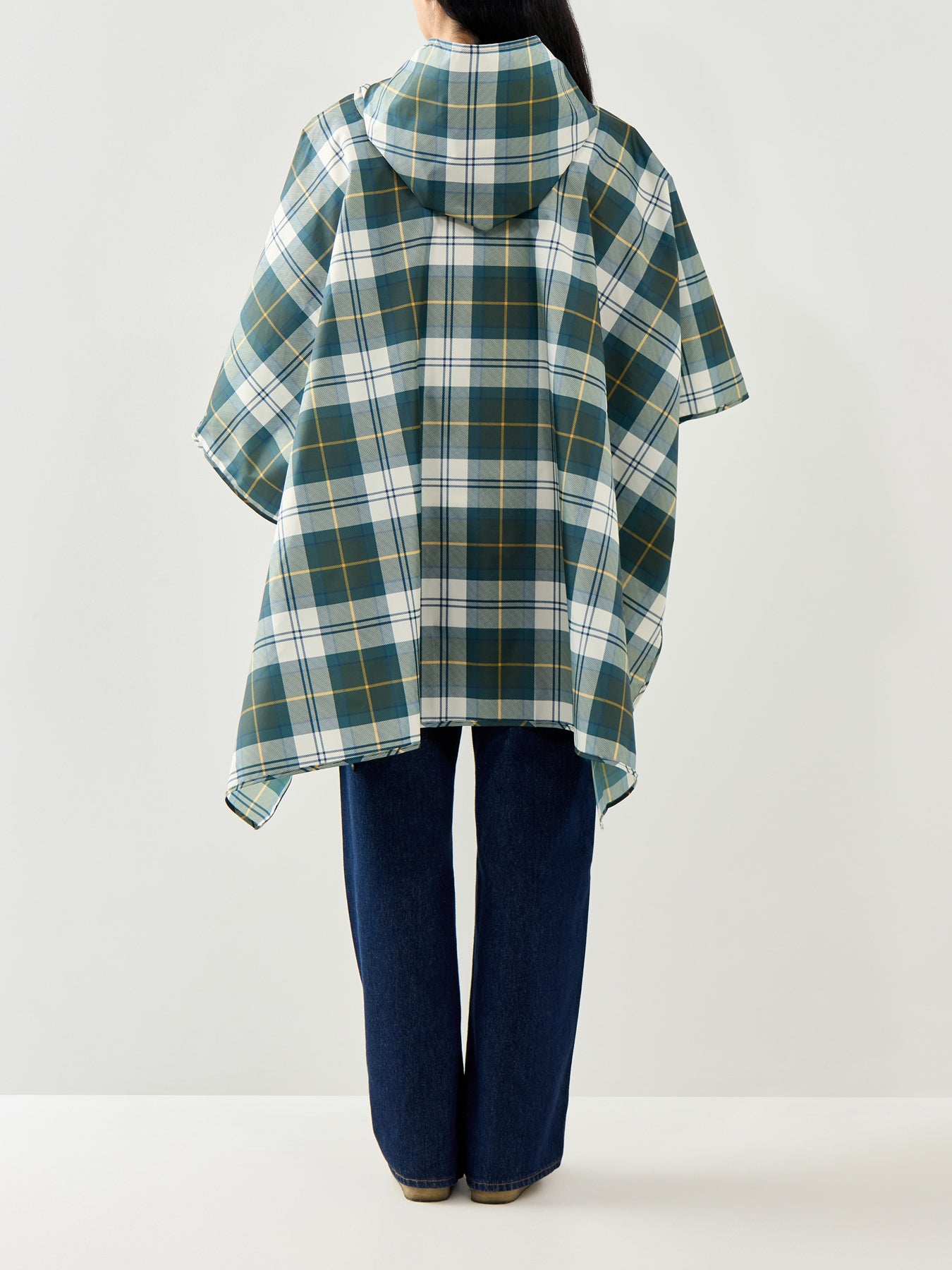 Barbour Tartan Showerproof Poncho Green