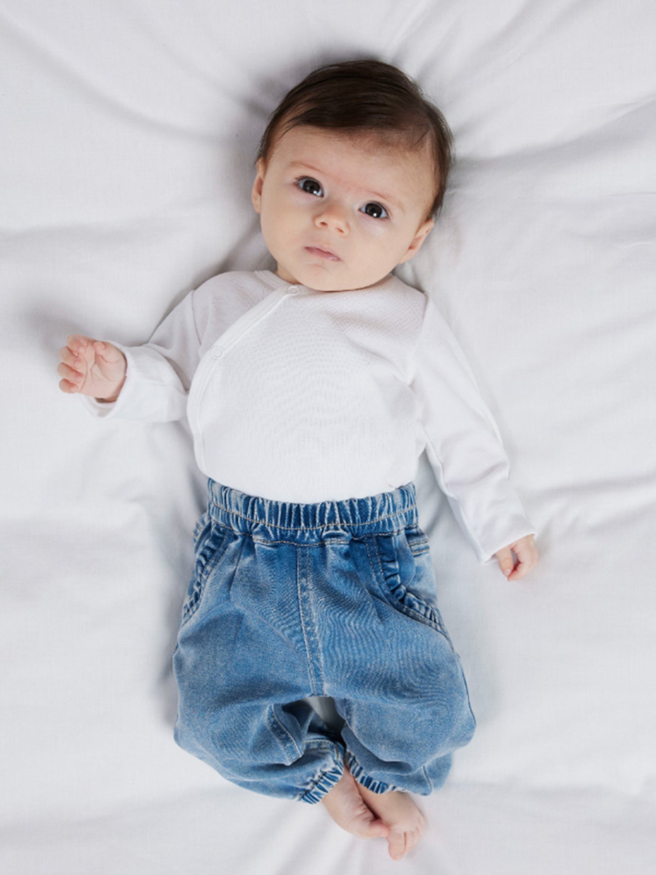 Baby Rose Frill Jeans Blue