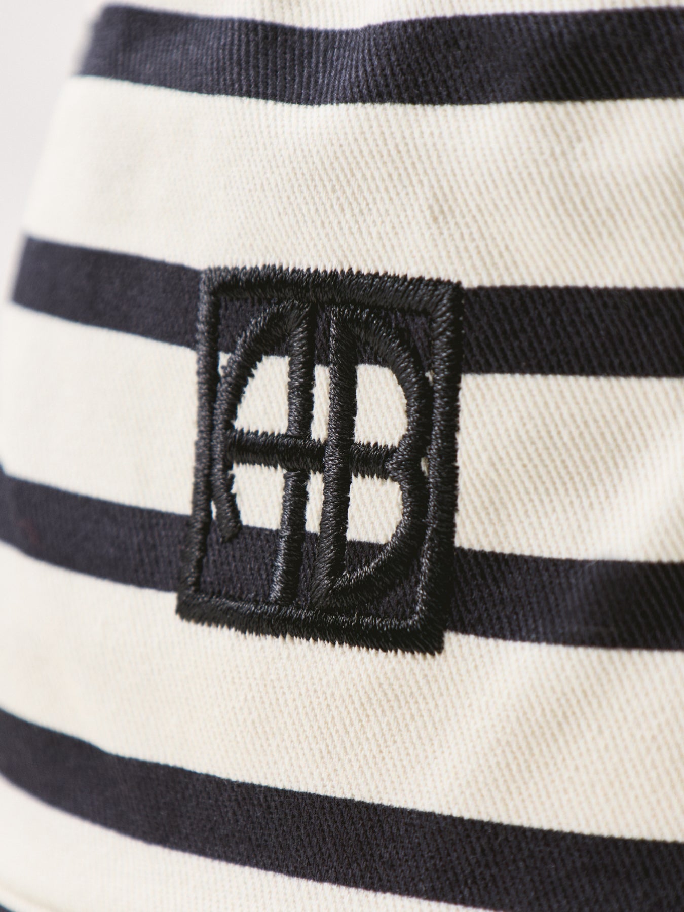 Striped Terry Logo Bucket Hat Black White