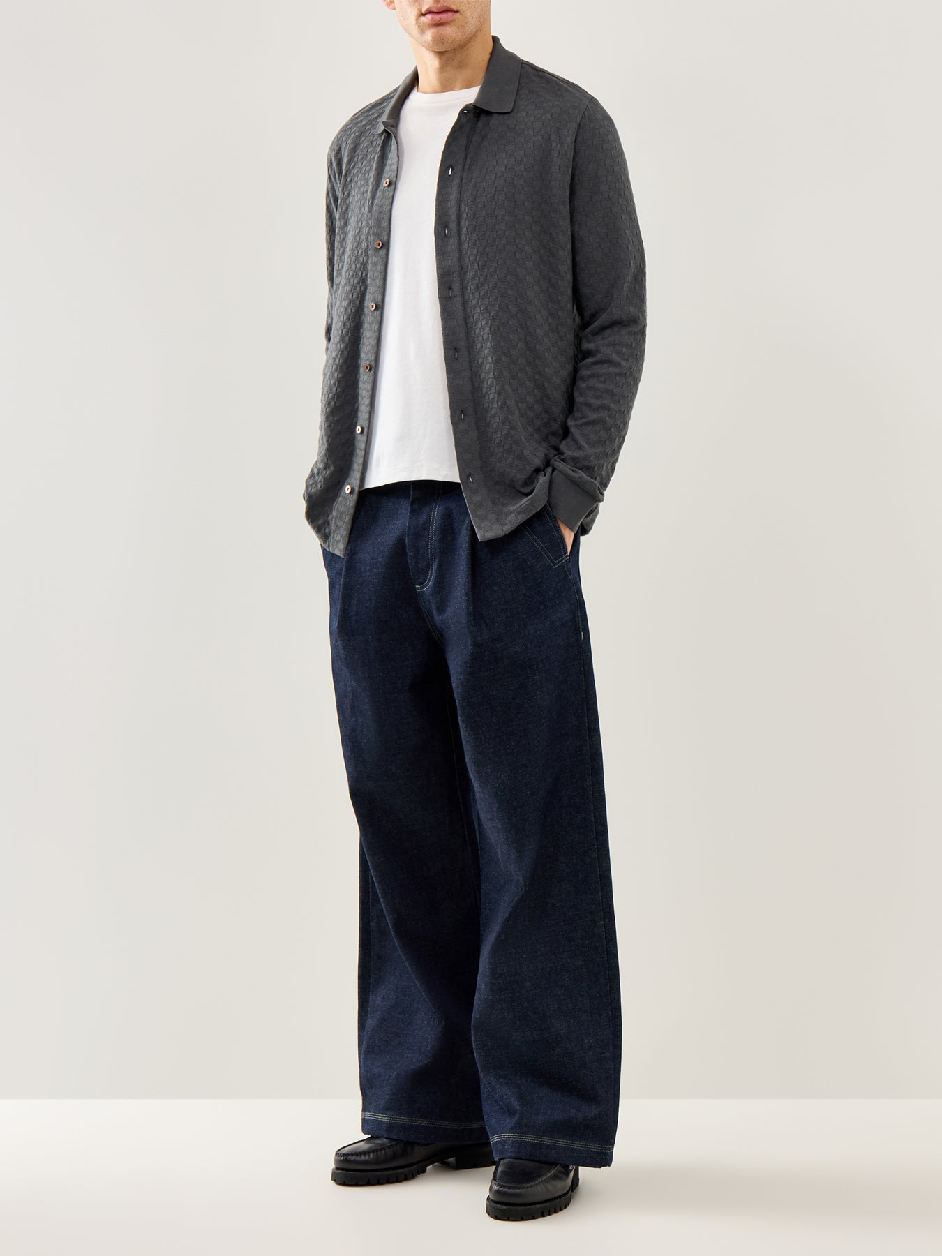 Knitted Texture Shirt Grey