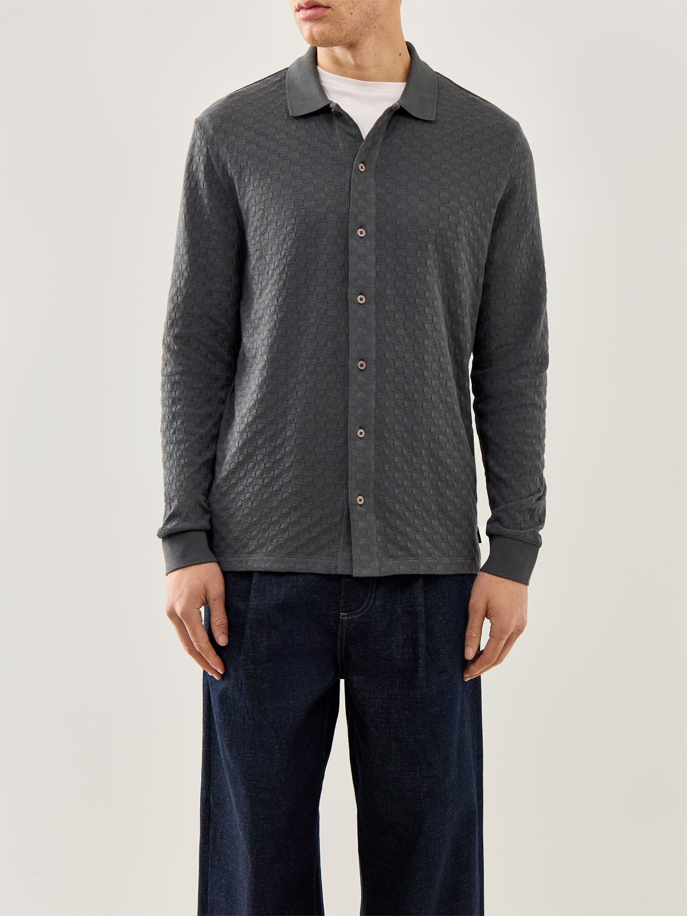 Knitted Texture Shirt Grey
